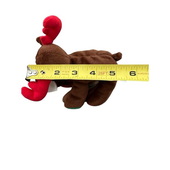 Trimmings Brown Moose TY Beanie Babies Red Antlers Red Green Feet 2007 Retired - Picture 5 of 10